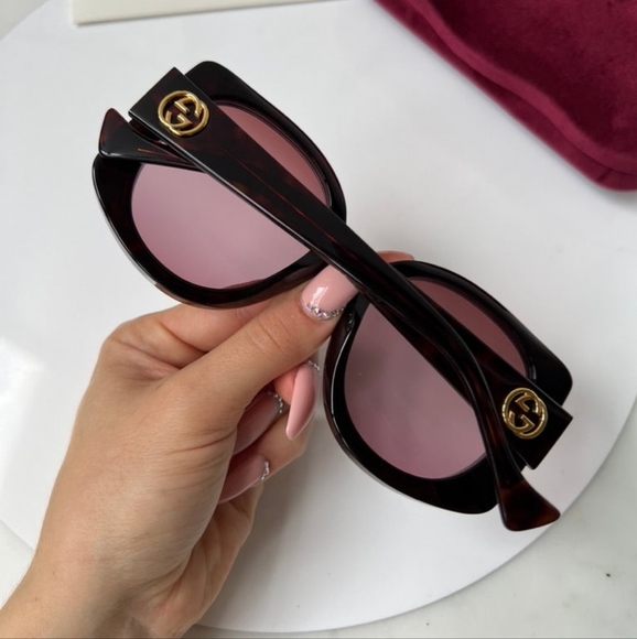 Gucci GG1257S Havana Red Square Sunglasses with Case - Picture 5 of 16